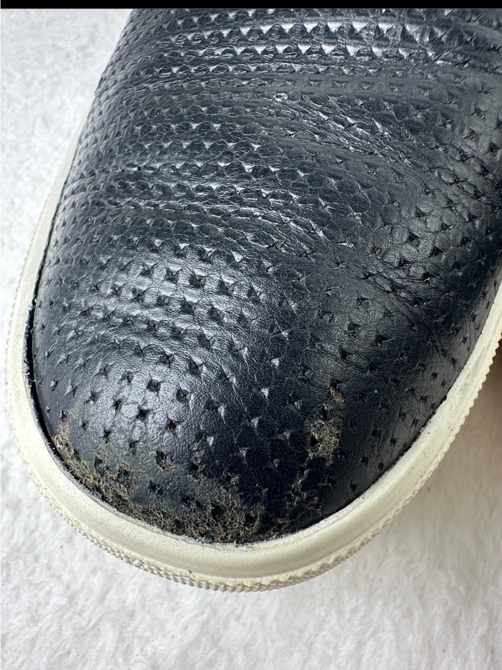Vince Blair Black Perforated Leather Slip-On Sneakers with White Comfort Sole 8 - Picture 16 of 16
